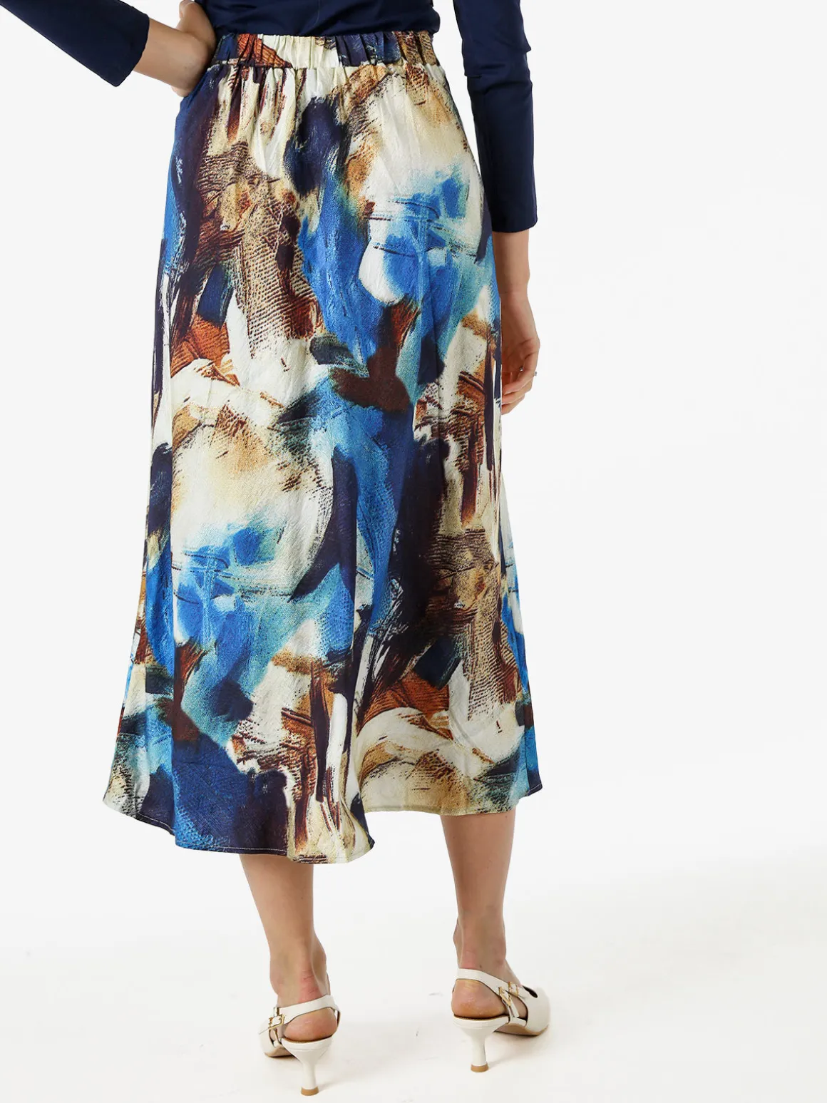 Solada Gonna midi da donna con stampe colorate - blu