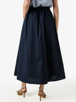 Solada Gonna midi da donna in cotone - blu scuro