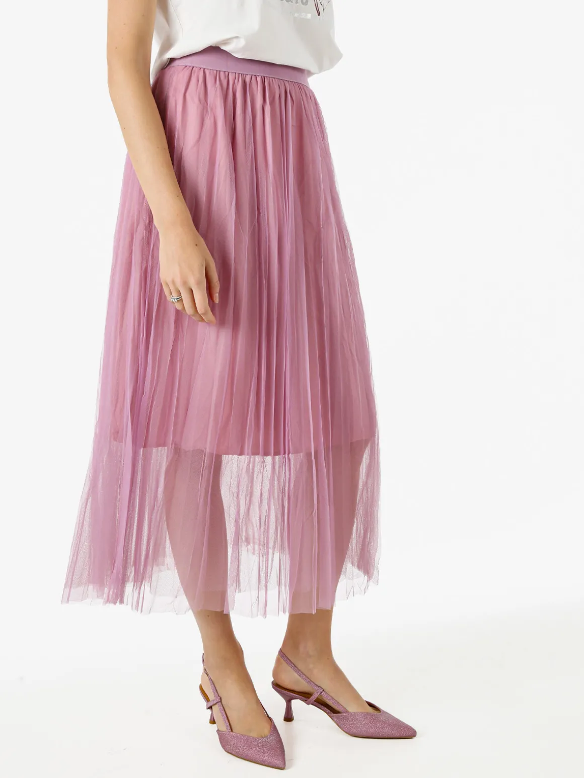 Solada Gonna midi da donna in tulle - lilla