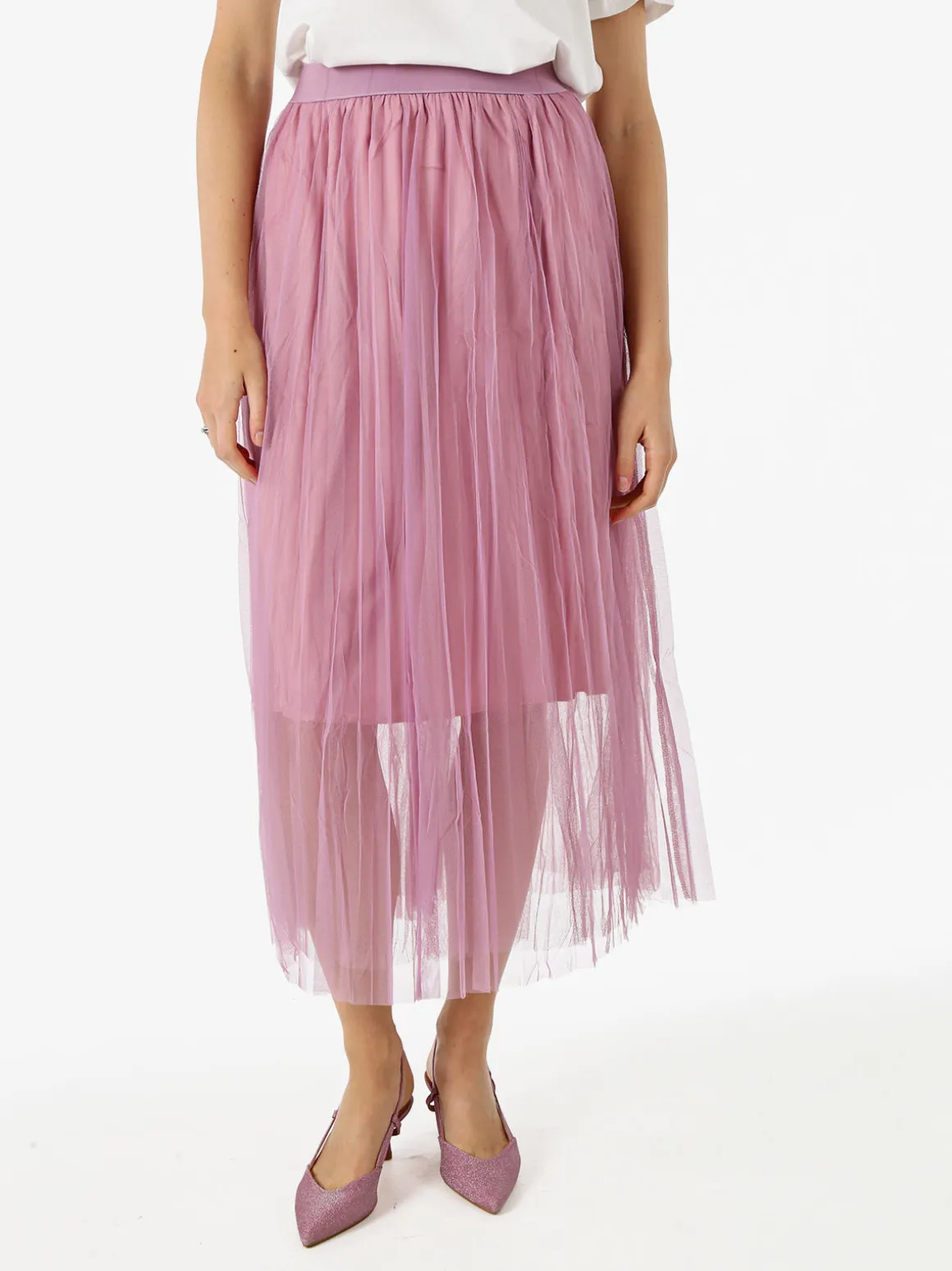 Solada Gonna midi da donna in tulle - lilla