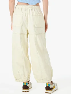 Solada Jeans balloon da donna con coulisse in vita - panna