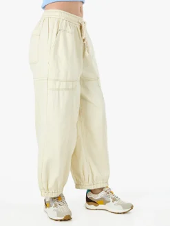 Solada Jeans balloon da donna con coulisse in vita - panna
