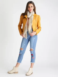 Solada Jeans boyfriend strappati con ricami fiorati