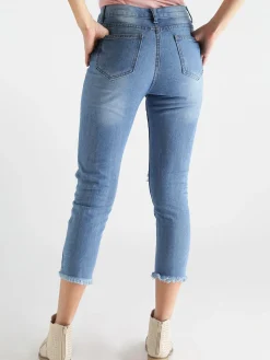 Solada Jeans boyfriend strappati con ricami fiorati