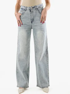 Solada Jeans donna a gamba larga con strass - jeans
