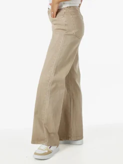Solada Jeans donna a vita alta con gamba larga - khaki
