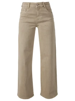 Solada Jeans donna a vita alta con gamba larga - khaki
