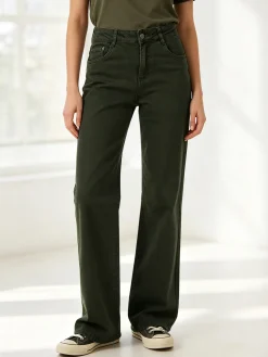 Solada Jeans donna a vita alta con gamba larga - militare