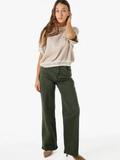 Solada Jeans donna a vita alta con gamba larga - militare