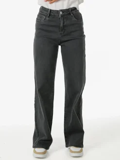 Solada Jeans donna a vita alta con gamba larga - grigio