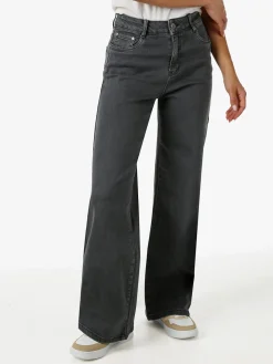 Solada Jeans donna a vita alta con gamba larga - grigio