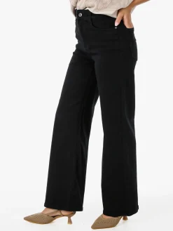 Solada Jeans donna a vita alta con gamba larga - nero