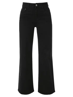Solada Jeans donna a vita alta con gamba larga - nero