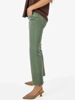 Solada Jeans donna cropped con finale taglio laser - pistacchio