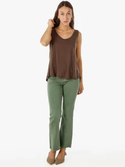 Solada Jeans donna cropped con finale taglio laser - pistacchio