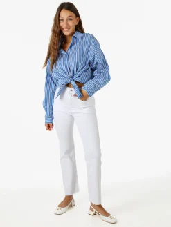 Solada Jeans donna cropped con finale taglio laser - bianco