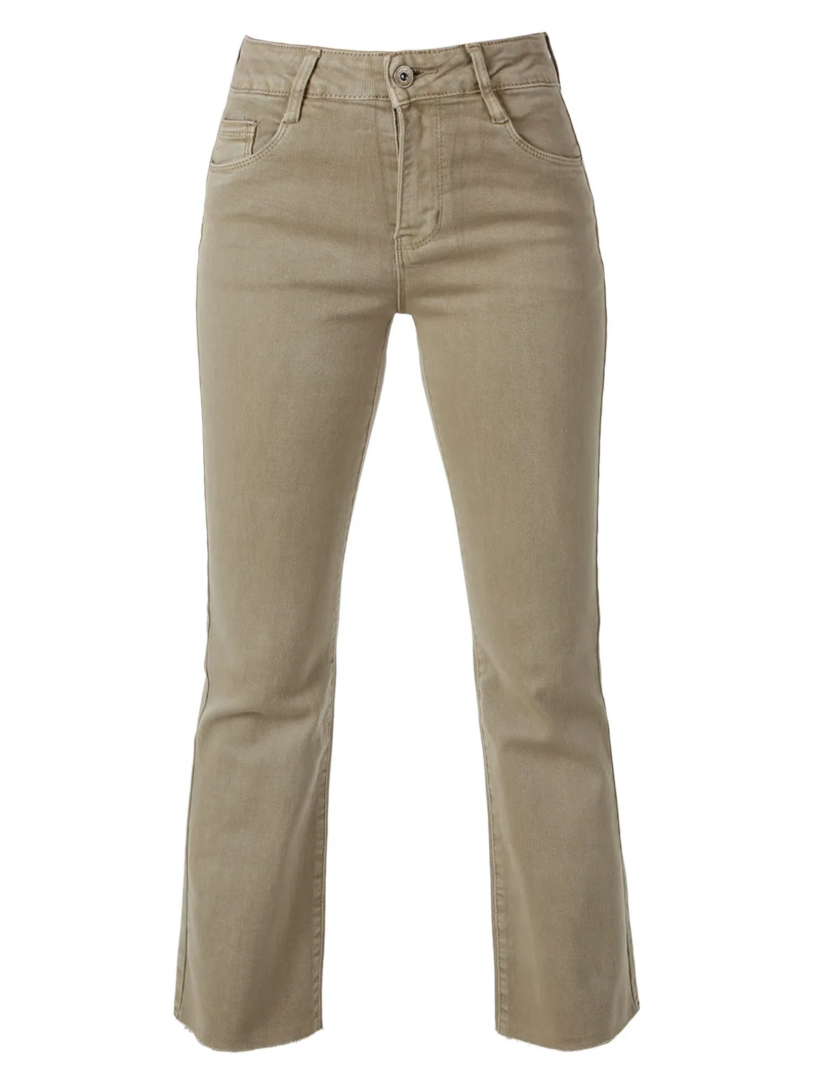 Solada Jeans donna cropped con finale taglio laser - khaki