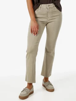 Solada Jeans donna cropped con finale taglio laser - khaki