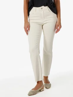Solada Jeans donna cropped con finale taglio laser - beige