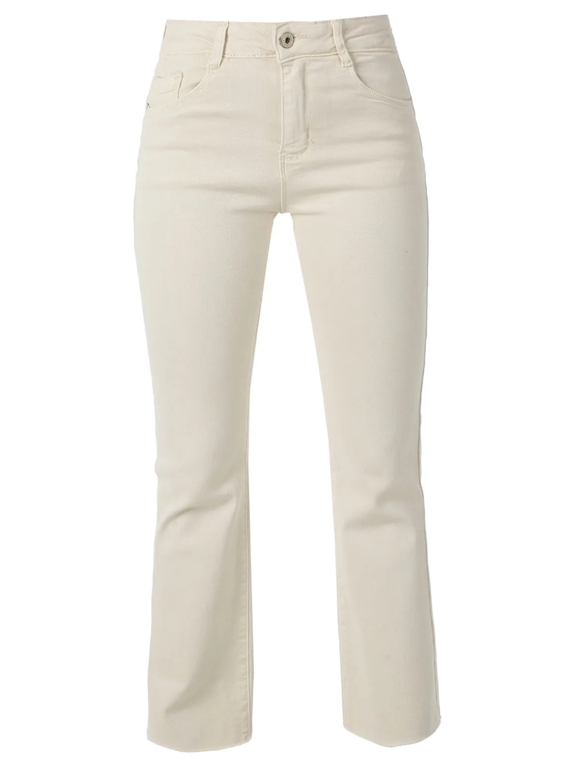 Solada Jeans donna cropped con finale taglio laser - beige