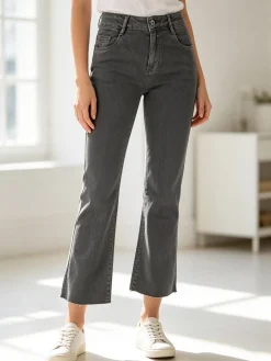 Solada Jeans donna cropped con finale taglio laser - grigio