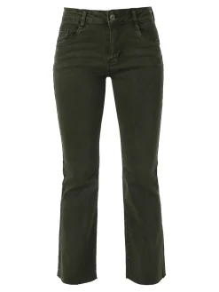 Solada Jeans donna cropped con finale taglio laser - militare