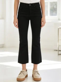 Solada Jeans donna cropped con finale taglio laser - nero