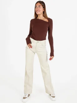 Solada Jeans donna mom fit - panna