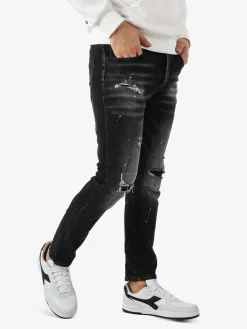 Solada Jeans skinny da uomo con strappi - nero