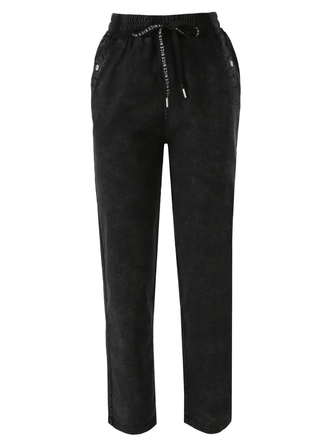 Solada Jeggings donna con coulisse taglie grandi - nero
