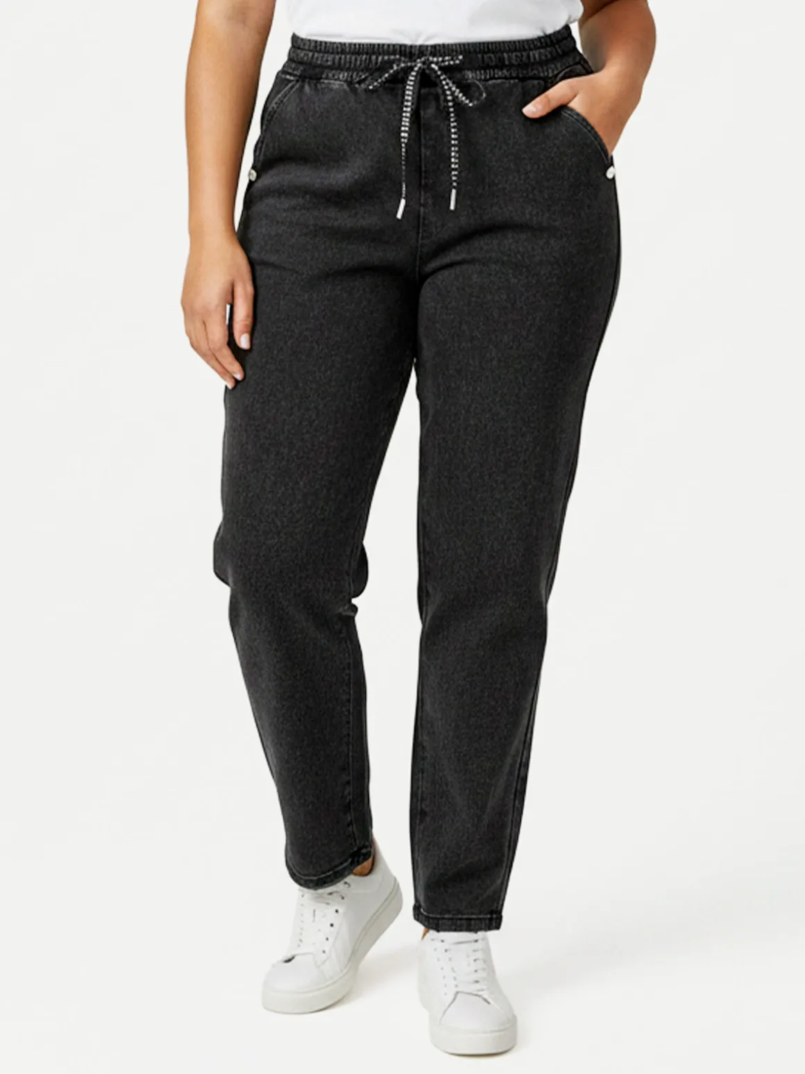 Solada Jeggings donna con coulisse taglie grandi - nero