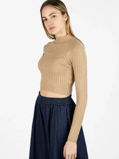 Solada Maglia cropped da donna con collo a lupetto