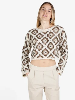 Solada Maglia cropped donna in pizzo macramè