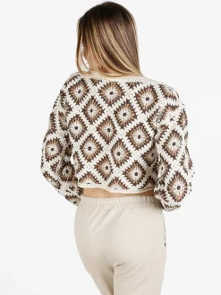 Solada Maglia cropped donna in pizzo macramè