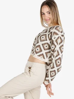 Solada Maglia cropped donna in pizzo macramè