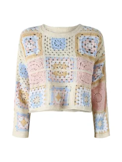 Solada Maglia da donna colorata in macramè - rosa