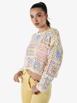 Solada Maglia da donna colorata in macramè - rosa