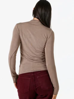 Solada Maglia donna accollata a maniche lunghe - marrone