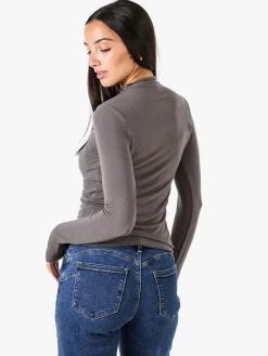 Solada Maglia donna accollata a maniche lunghe - grigio scuro