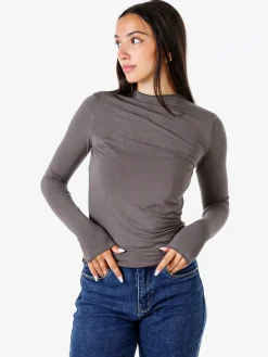Solada Maglia donna accollata a maniche lunghe - grigio scuro