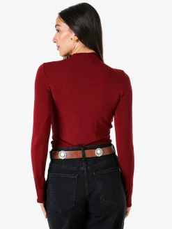 Solada Maglia donna accollata a maniche lunghe - bordeaux