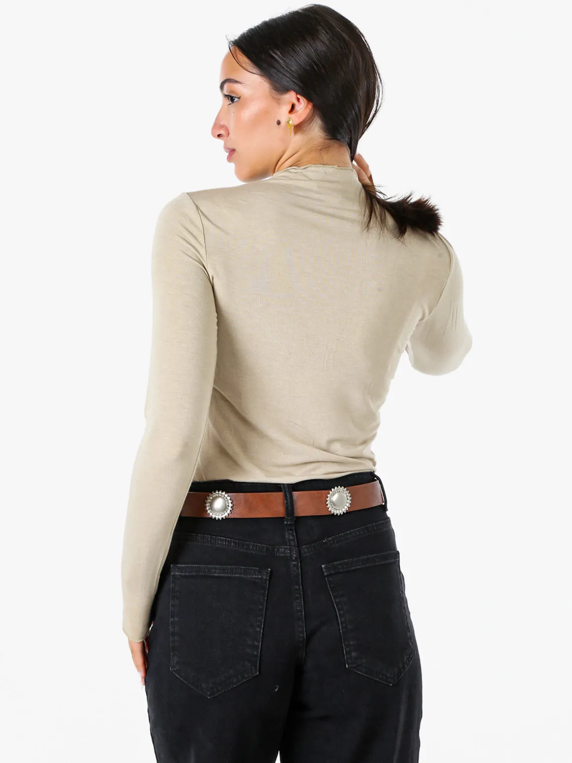 Solada Maglia donna accollata a maniche lunghe - khaki