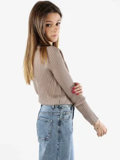 Solada Maglia donna a coste con lurex - khaki