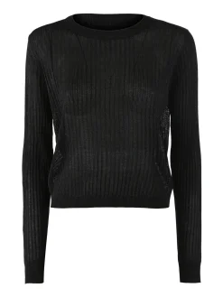 Solada Maglia donna a coste con lurex - nero