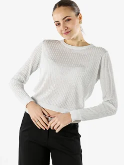 Solada Maglia donna a coste con lurex - bianco