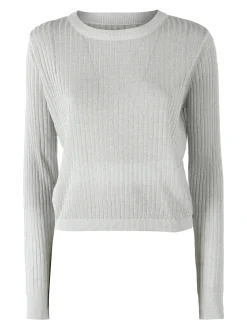 Solada Maglia donna a coste con lurex - bianco