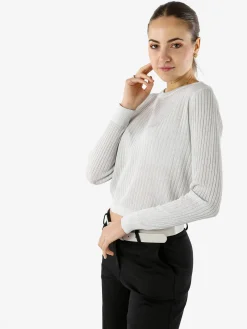 Solada Maglia donna a coste con lurex - bianco