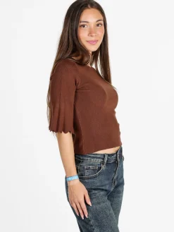 Solada Maglia donna a costine con maniche a campana - moro