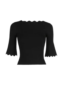 Solada Maglia donna a costine con maniche a campana - nero