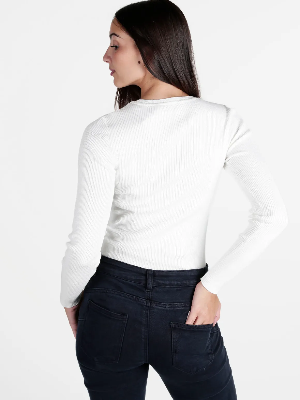 Solada Maglia donna a costine con strass